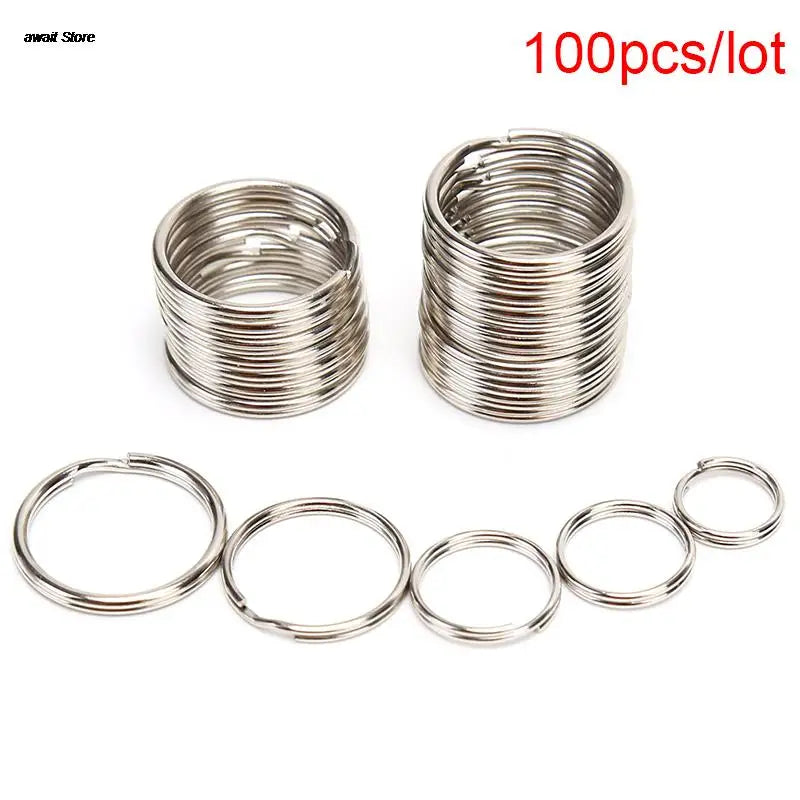 100 Polished Silver Split Key Rings | Stainless Steel Keychain Set for DIY and Organization