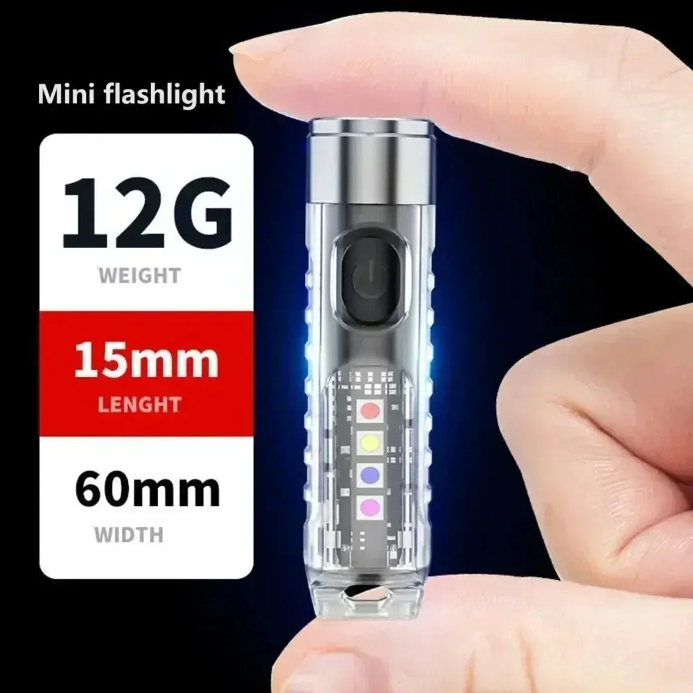 Mini Keychain Flashlight Type-C Fast Charging IP66 Waterproof Torch Lamp With Magnet Multifunction Warning Camping Flashlight | Compact EDC LED Light