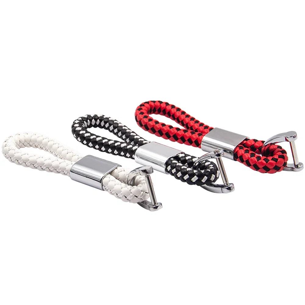 Handwoven Leather Car Keychain | Retro Horseshoe Buckle Key Ring