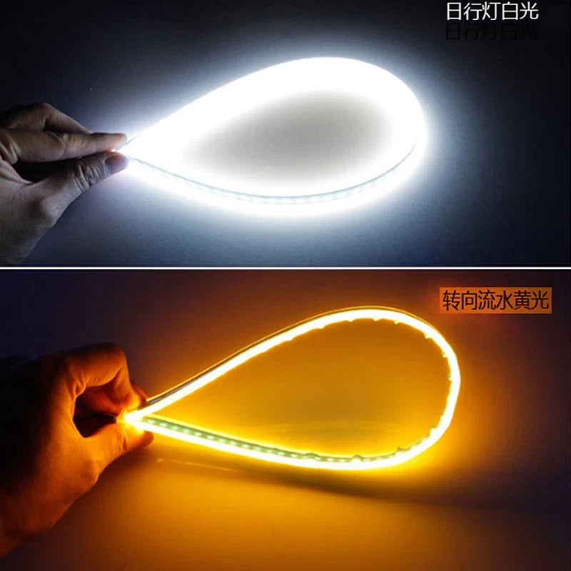 Car LED Daytime Running Light Strip | Flexible Waterproof DRL with Flowing Turn Signal