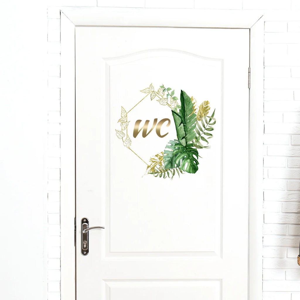 Green Plants WC Wall Sticker | Waterproof Vinyl Bathroom Decoration