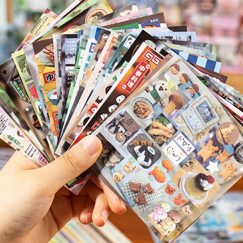 Mr Paper 30/60pcs Happiness Notebook Series Square Cut Film Sticker Book | Japan Korea Cute INS Style DIY Diary Decals