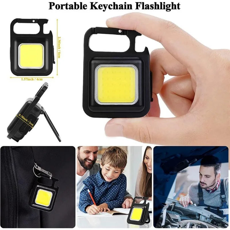 Portable COB Keychain Flashlight | Rechargeable LED Work Light