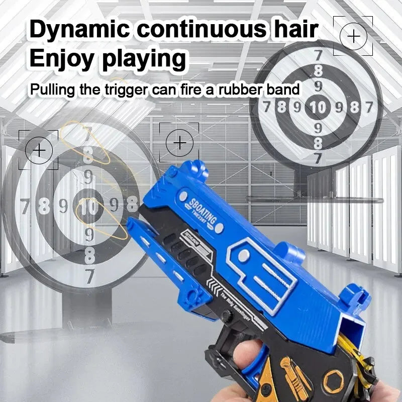 Continuous Fire Rubber Band Pistol | Foldable Toy Gun for Target Practice