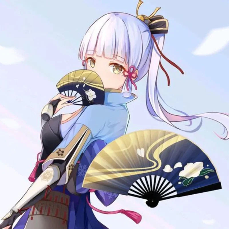 Genshin Impact Ayaka Cosplay Fan | Folding Hand Fan Prop for Cosplay
