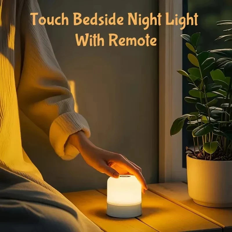 LED Table Lamp with Remote and Touch Control | Dimmable Rechargeable Night Light for Bedroom Decor