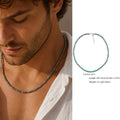 Synthetic Turquoise Necklace for Men | Natural Stone Mini Beads Summer Beach Bohemian Jewelry