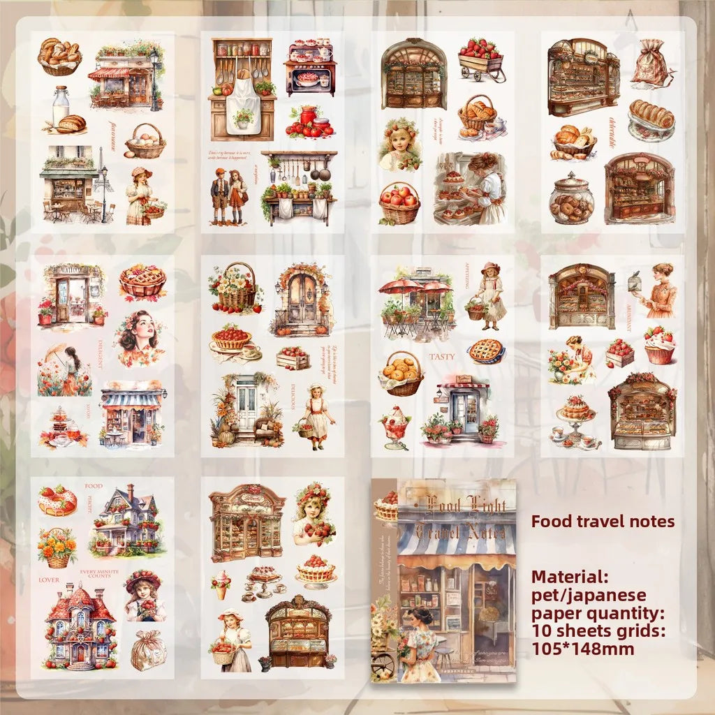 Vintage PET Washi Sticker Sheets | 10 Pack for Junk Journaling