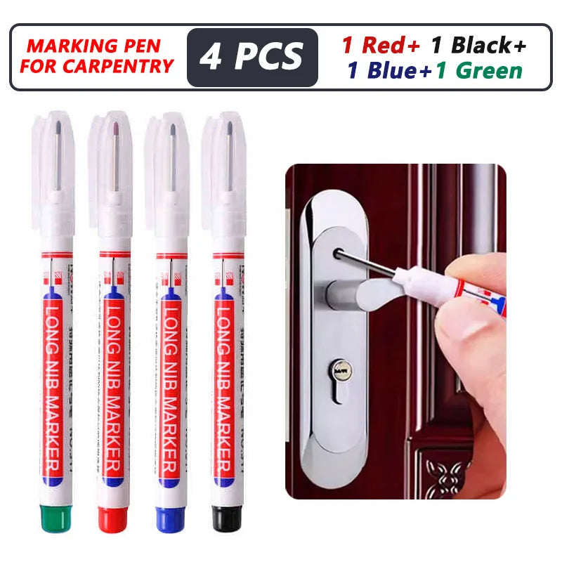 Deep Hole Long Nib Markers for Metal Wood Tile | 8-Pack Waterproof Marking Pens