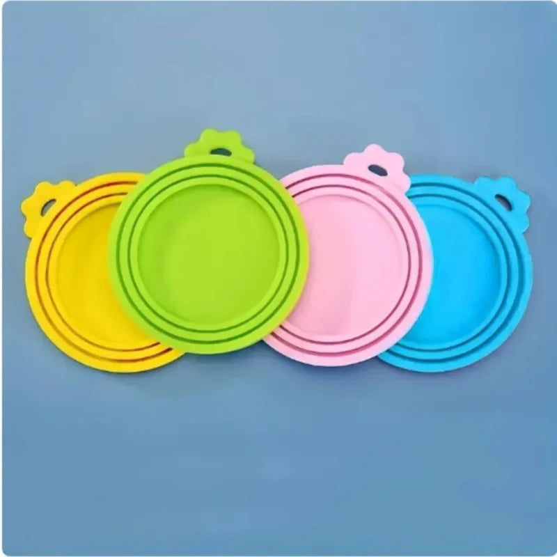 2PCS Reusable Silicone Pet Food Can Cover with Spoon | Airtight Can Lid for Dog and Cat Food Storage