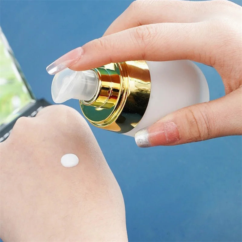 30ml Empty Refillable Frosted Glass Vacuum Bottle | Travel Cosmetic Pump Container