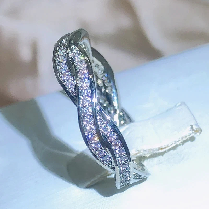 Twisted Zirconia Cocktail Ring | 925 Sterling Silver Fashion Jewelry