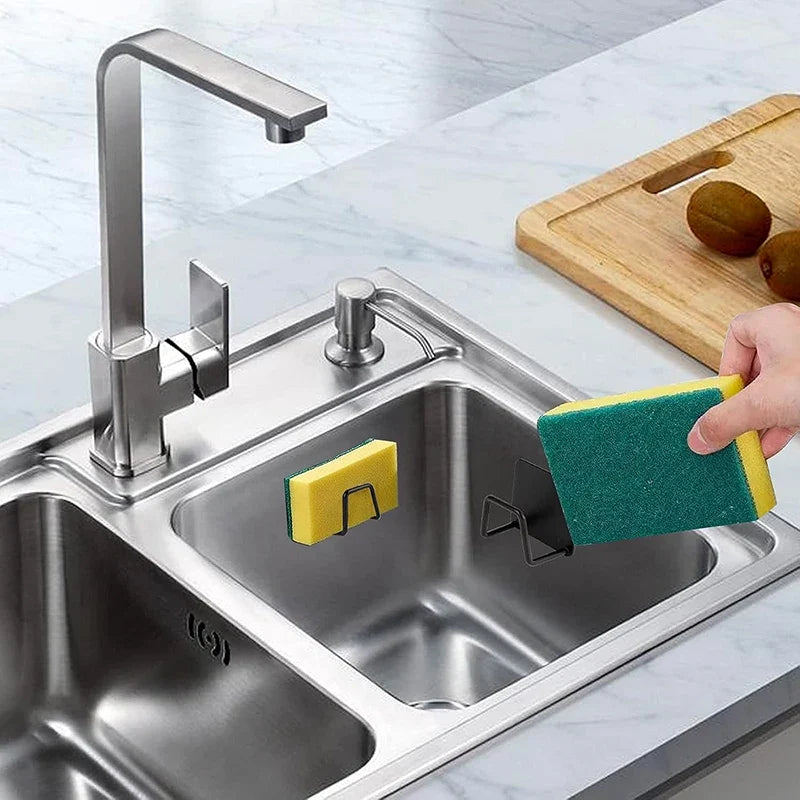 Kitchen Sponge Holder 2-Pack | Wall-Mounted Stainless Steel Dishcloth Rack