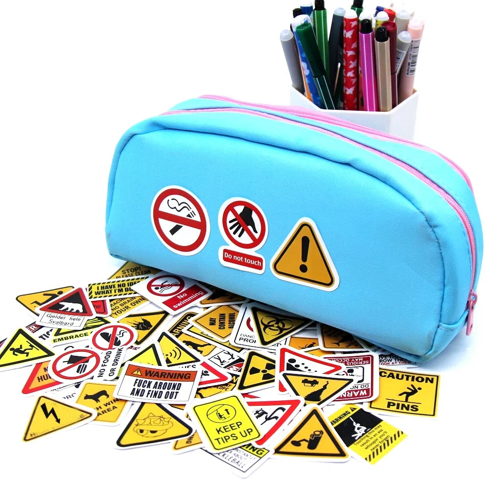 Warning Pattern Sticker Pack | DIY Decals for Skateboards, Laptops, Luggage & More