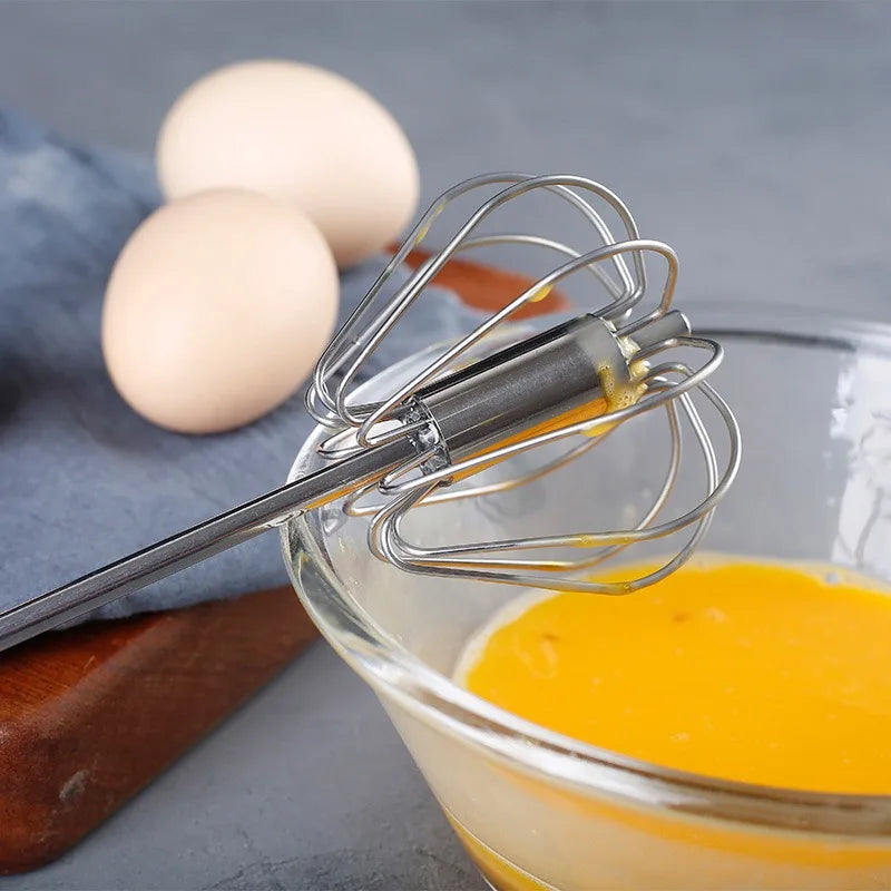 Stainless Steel Semi-Automatic Egg Beater | Hand Push Cream Blender for Kitchen Baking