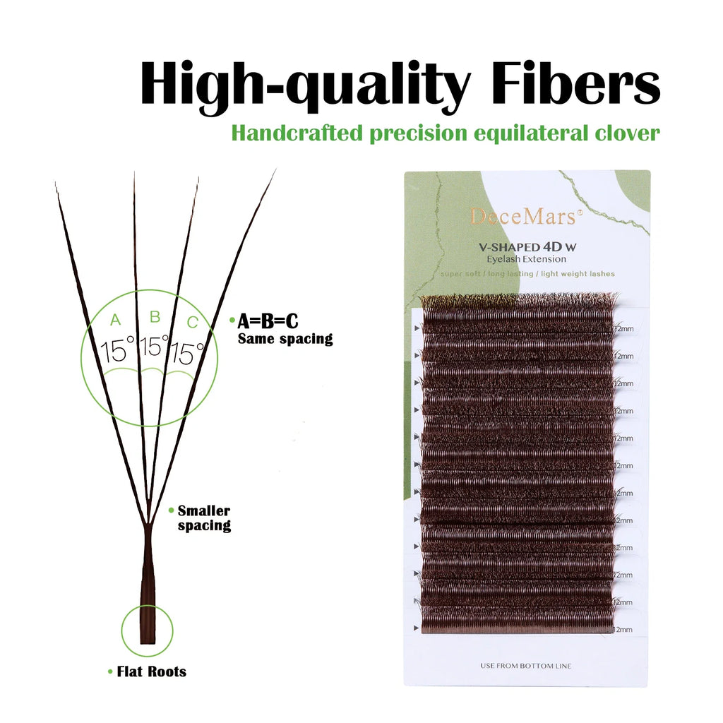 DeceMars V-Shaped 4D Brown Eyelash Extensions | 12 Rows Tray
