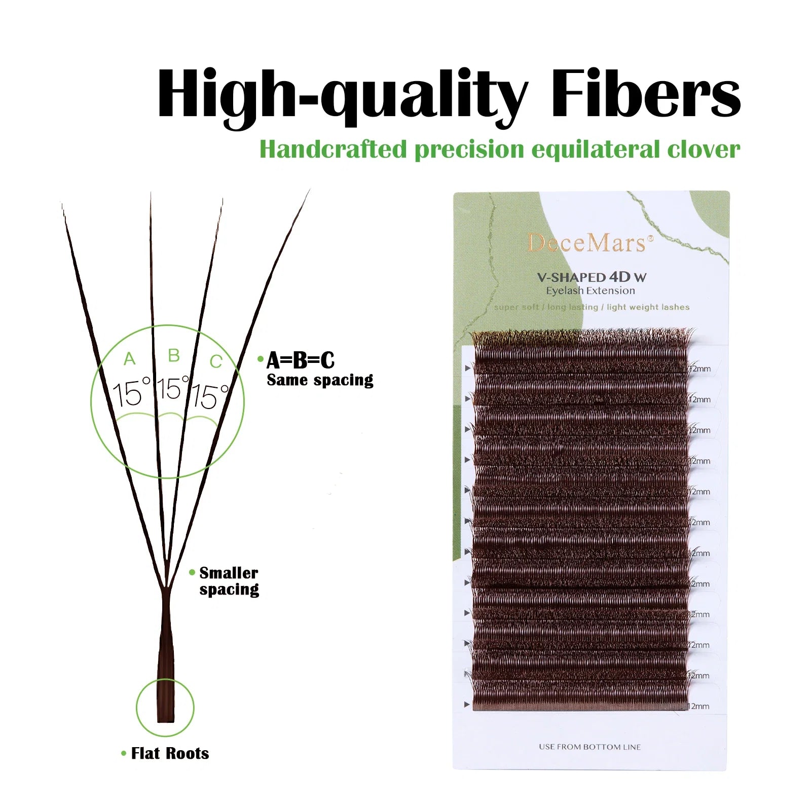 DeceMars V-Shaped 4D Brown Eyelash Extensions | 12 Rows Tray