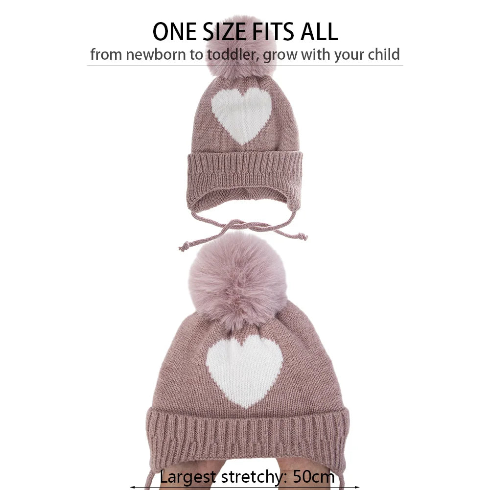 Baby Knitted Turban Hat with Pompom | Soft Acrylic Beanie for 0-3T