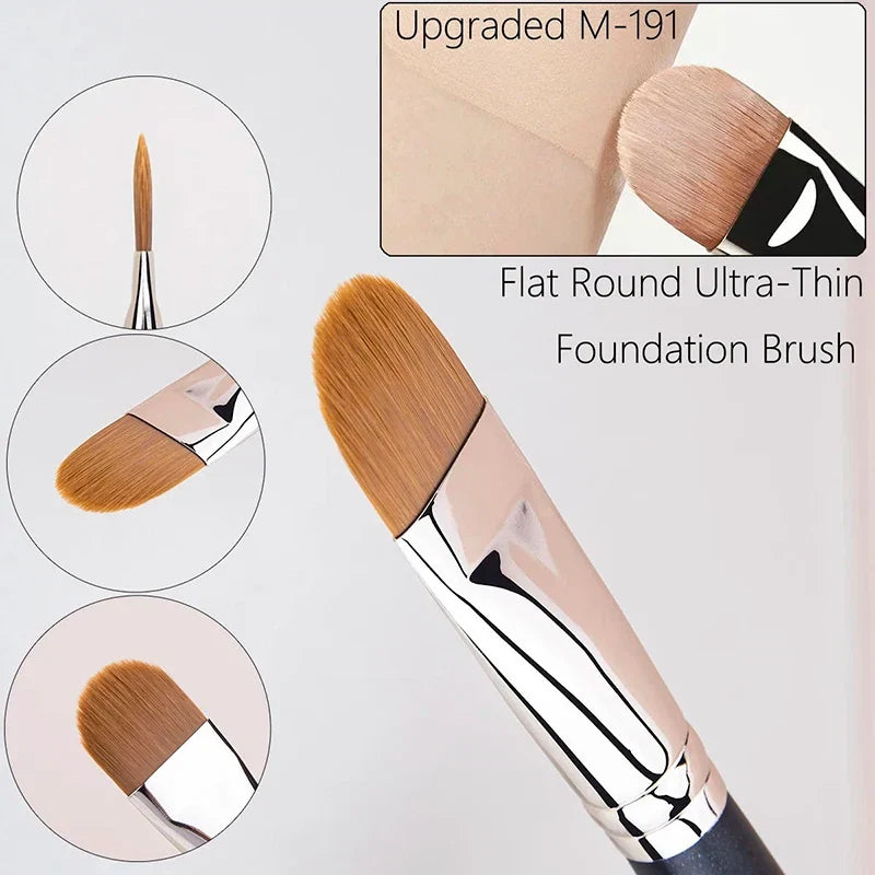 Flat Round Ultra-thin Foundation Concealer Makeup Brush | Professional Contour Liquid Cream Make-up Tool 4 Sizes