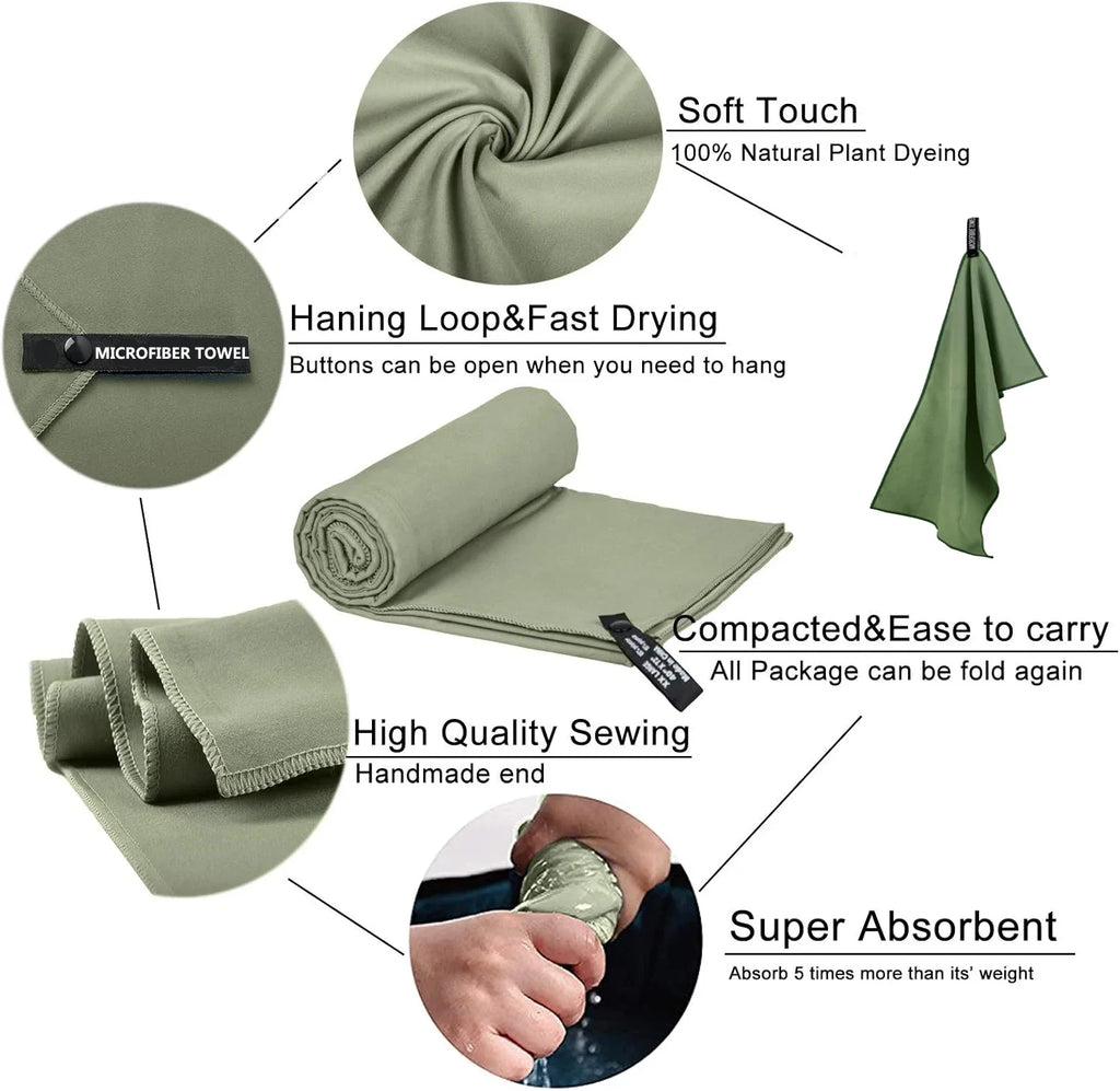 Quick-Dry Microfiber Travel Towel | 40x80cm Super Absorbent Camping & Gym Towel
