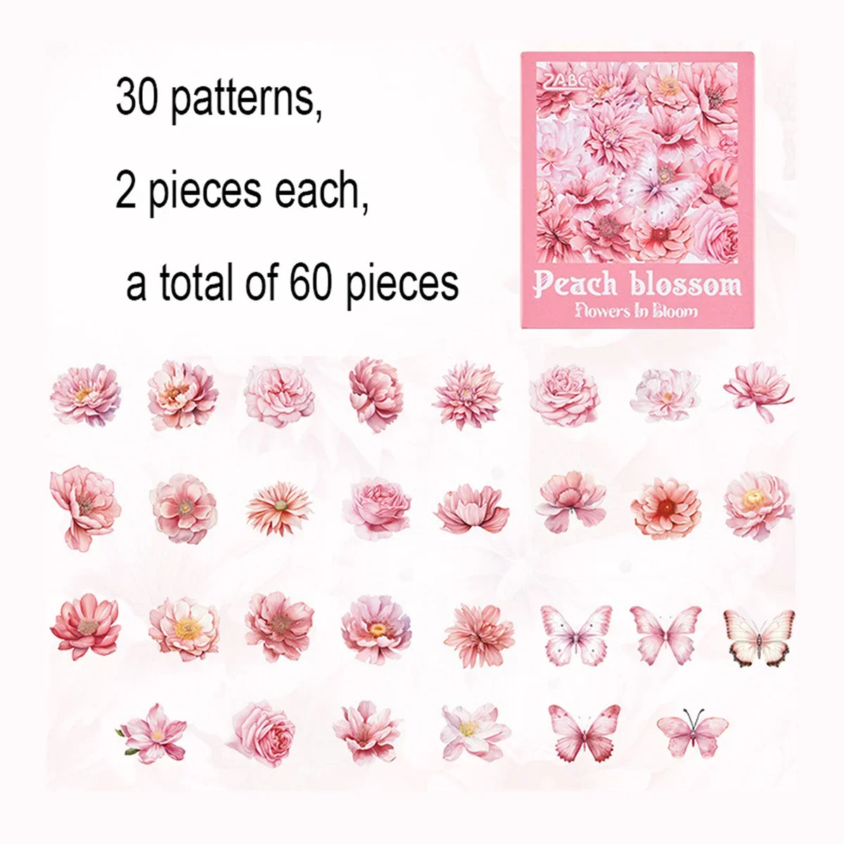 60 Pieces Plant Flower Pattern PET Stickers | Beautifully Decorated Scrapbook Stickers for School Supplies