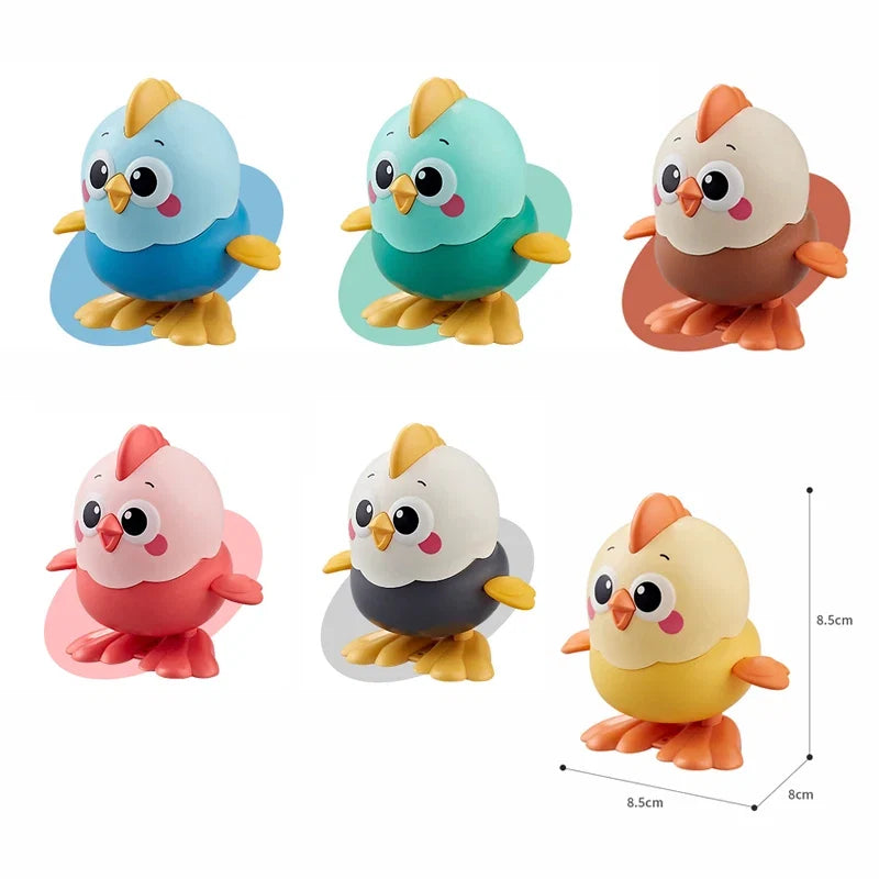 Clockwork Chick Toy on Chain | Wind-Up Crawling Chicken for Baby
