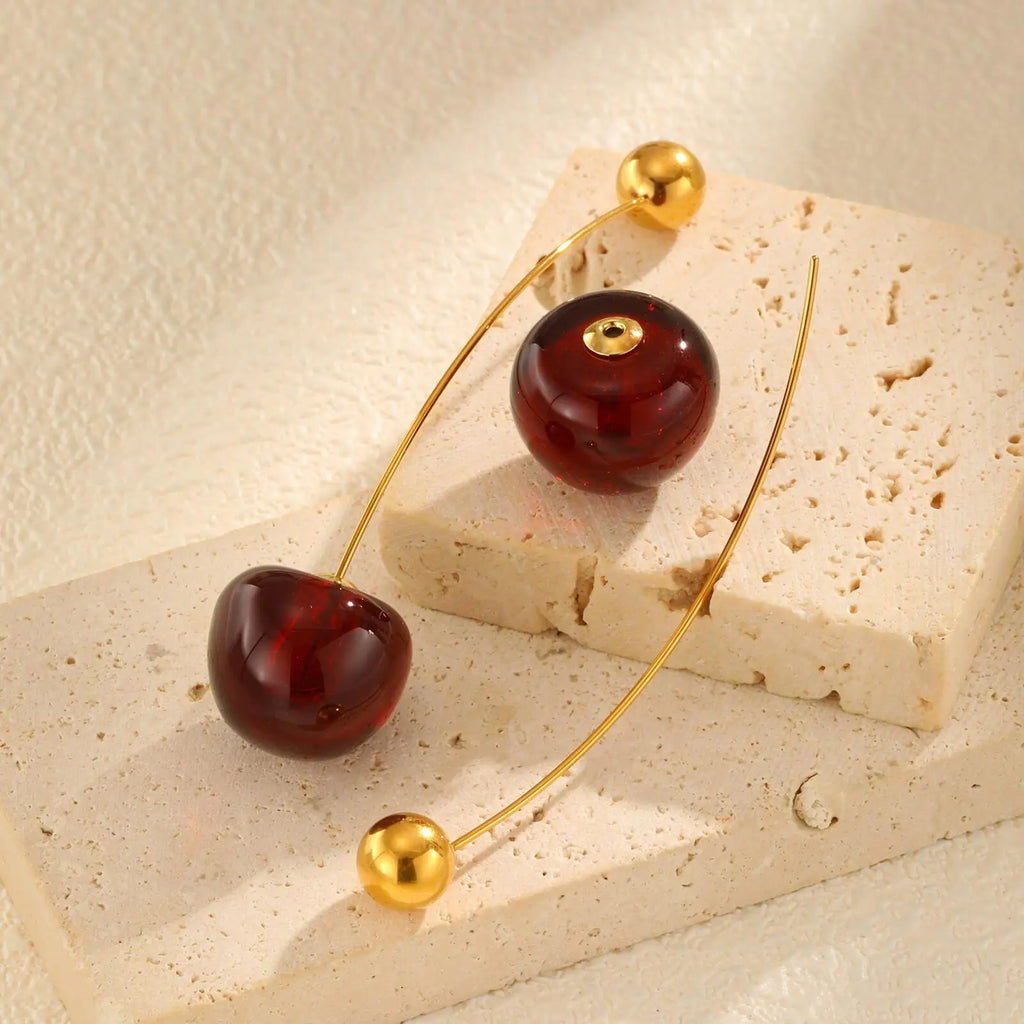 Vnox Vivid 3D Cherry Earrings | Fashion Cute Fruit Drop Earrings for Women