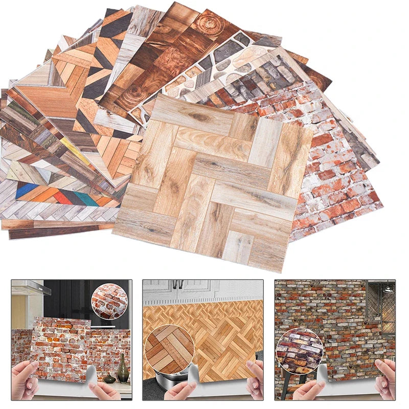 1:12 Dollhouse Miniature Grain Floor Wallpaper Tiles Sticker | Bathroom Living Room Decor