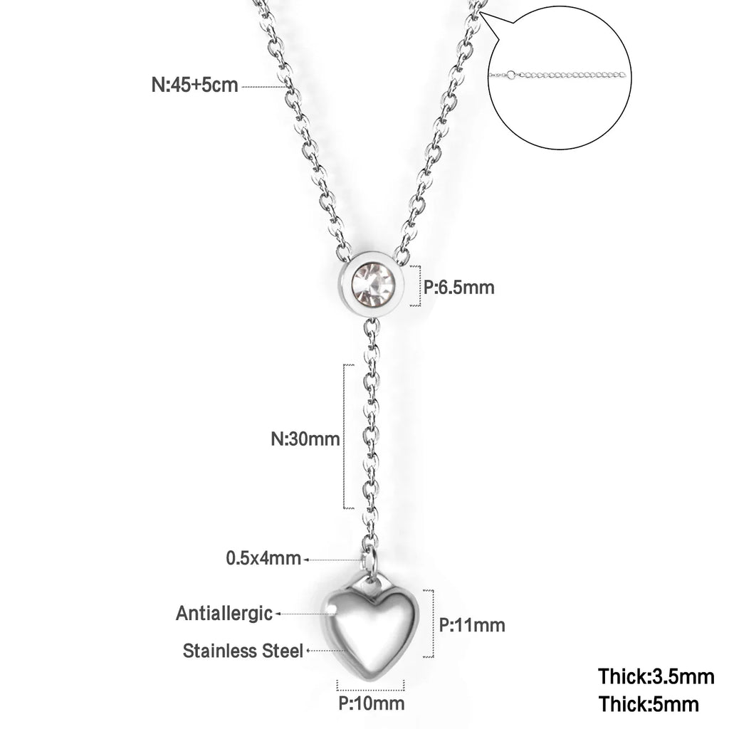 ASONSTEEL Heart Pendant Necklace | Romantic Gold Stainless Steel Choker for Women