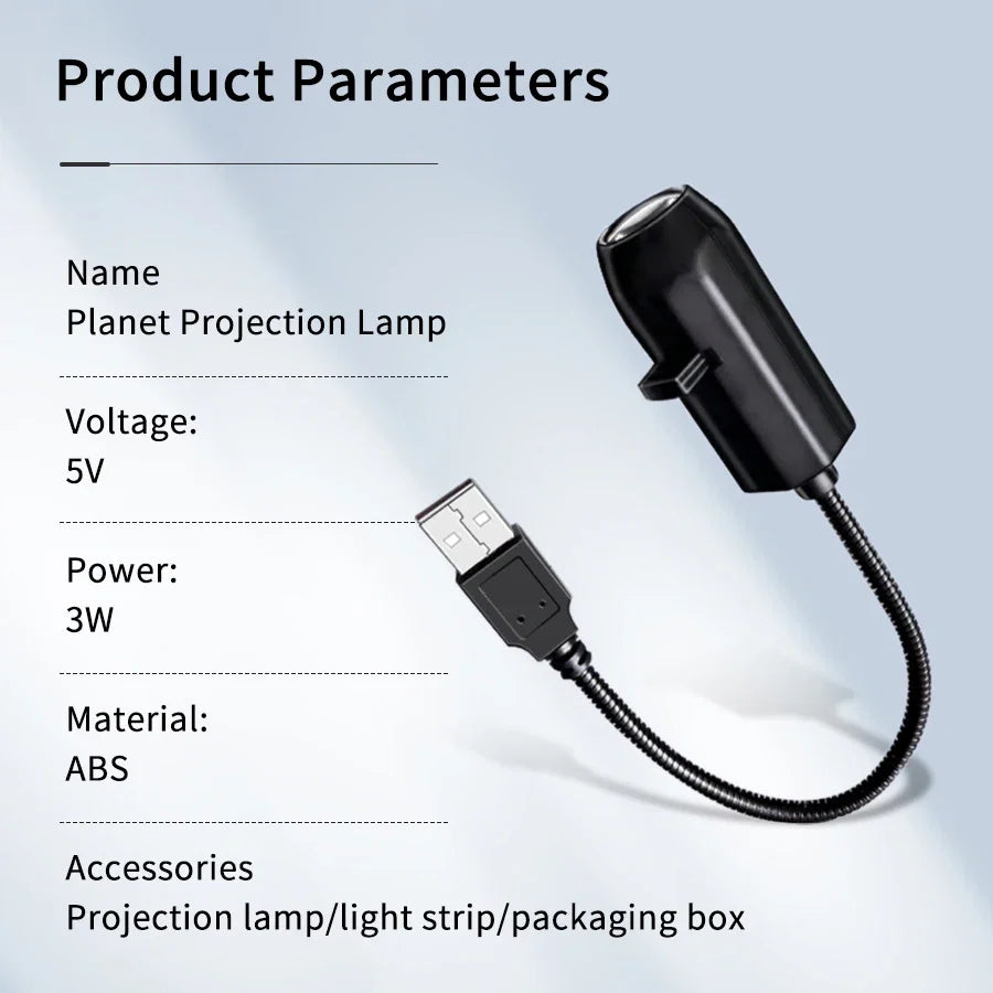 5V USB Projection Lamp with Interchangeable Theme Strips | Indoor Ceiling Decor