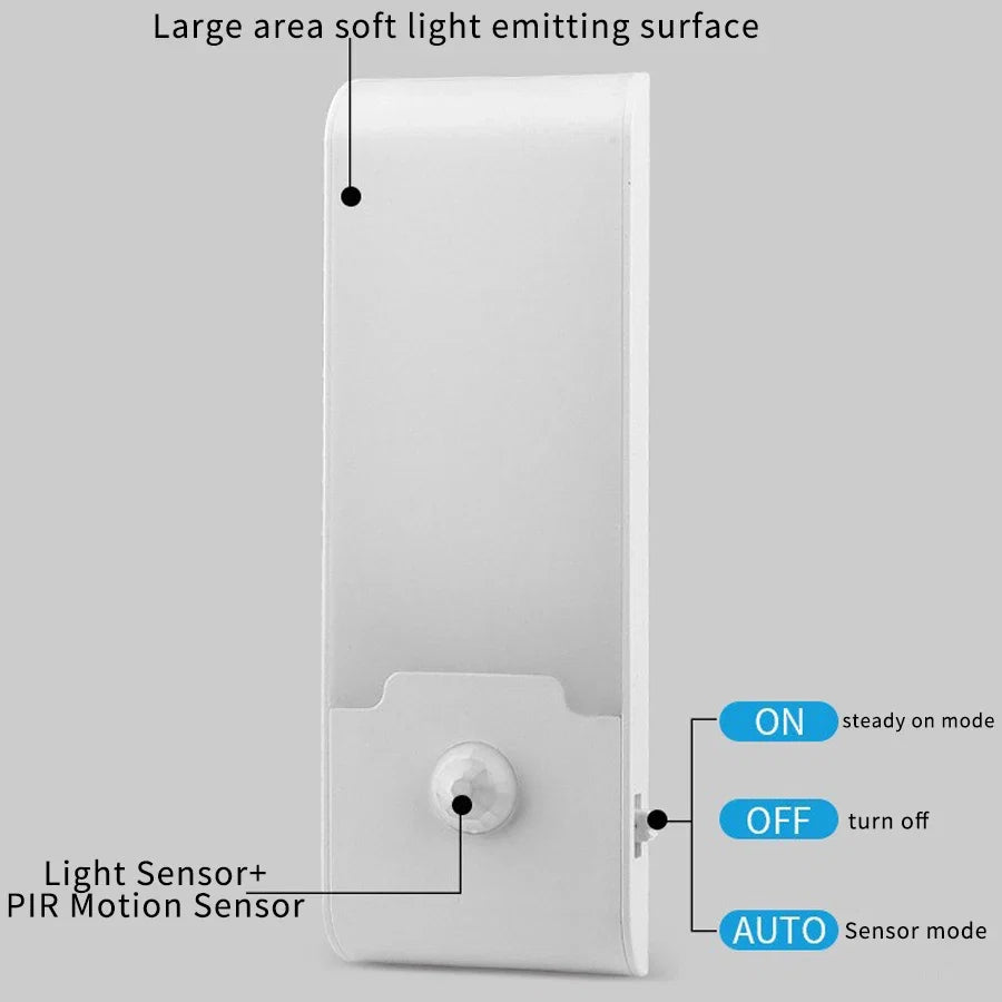Rechargeable Motion Sensor LED Night Light | Portable Night Lamp for Bedroom Kitchen Cabinet Stairs Hallway