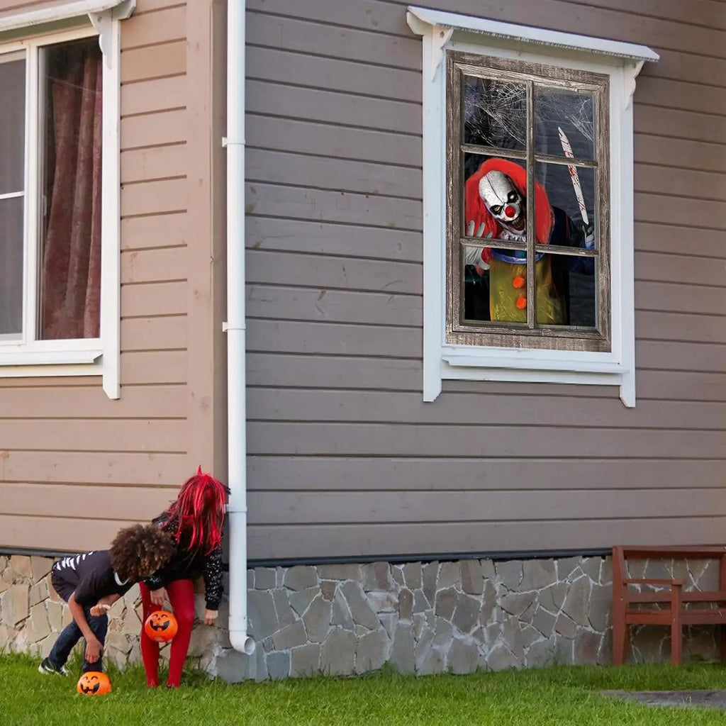 Scary Clown Window Clings | Washable Window Decor for Halloween