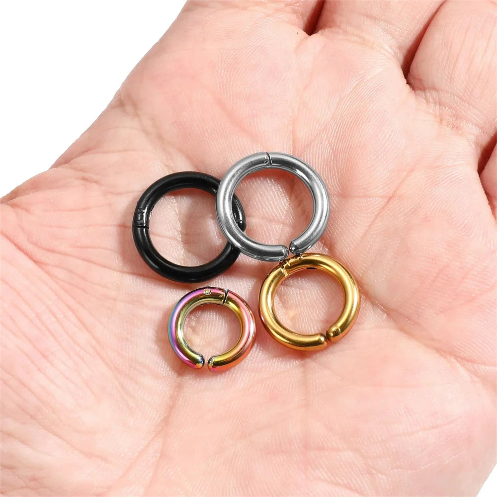 6 Pairs Stainless Steel Clip On Earrings for Women Men | Non Piercing Round Hoop Ear Cuffs