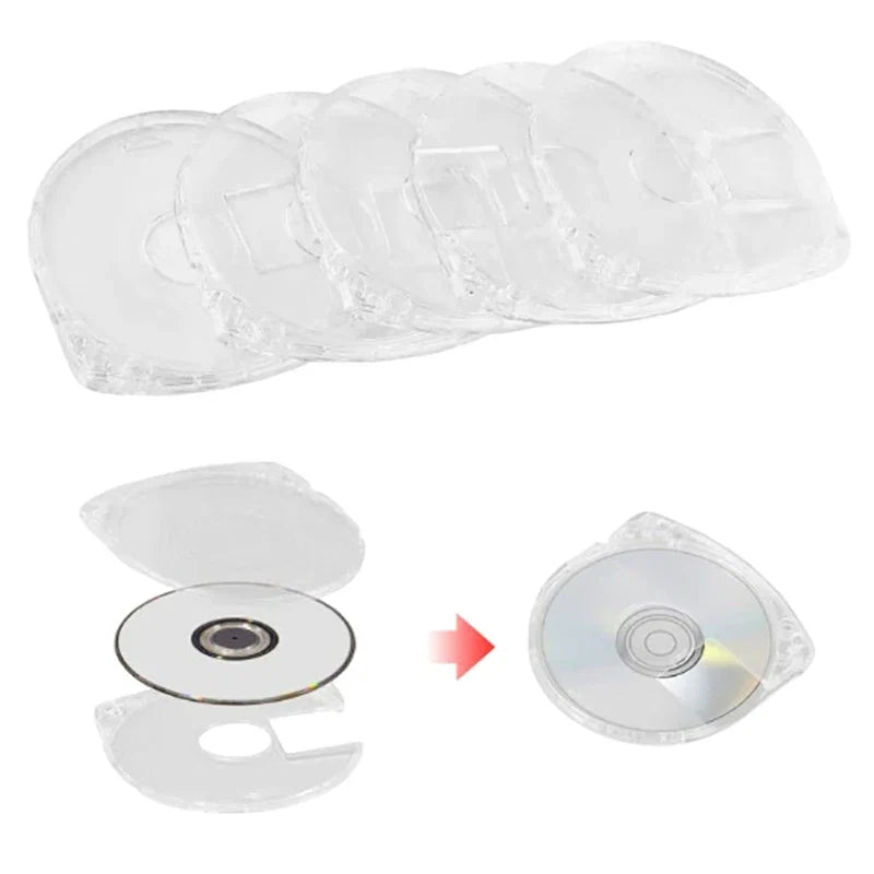 Transparent PSP UMD Replacement Shell 5-Pack | Clear Disc Case Cover for PSP 1000 2000 3000
