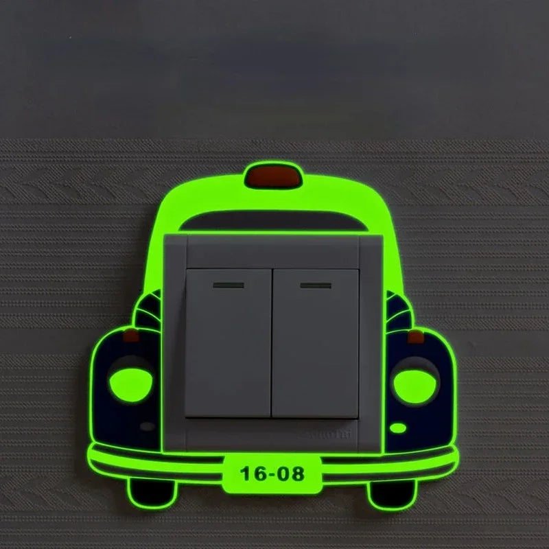 Luminous Silicone Switch Cover | Kawaii Cartoon Animal 3D Sticker for Kids Room