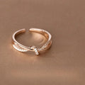925 Sterling Silver Cross Knotting Zircon Ring | Women's Wedding Cocktail Jewelry