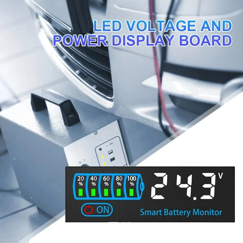 LED Voltage and Battery Capacity Display Board | DC 7-55V Universal Smart Battery Charge Indicator with Low Voltage Alarm