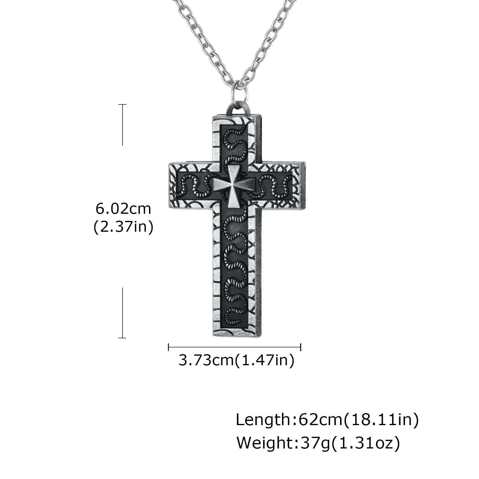 Punk Cross Pendant Necklace for Men | 3D Vintage Openable Metal Pendant