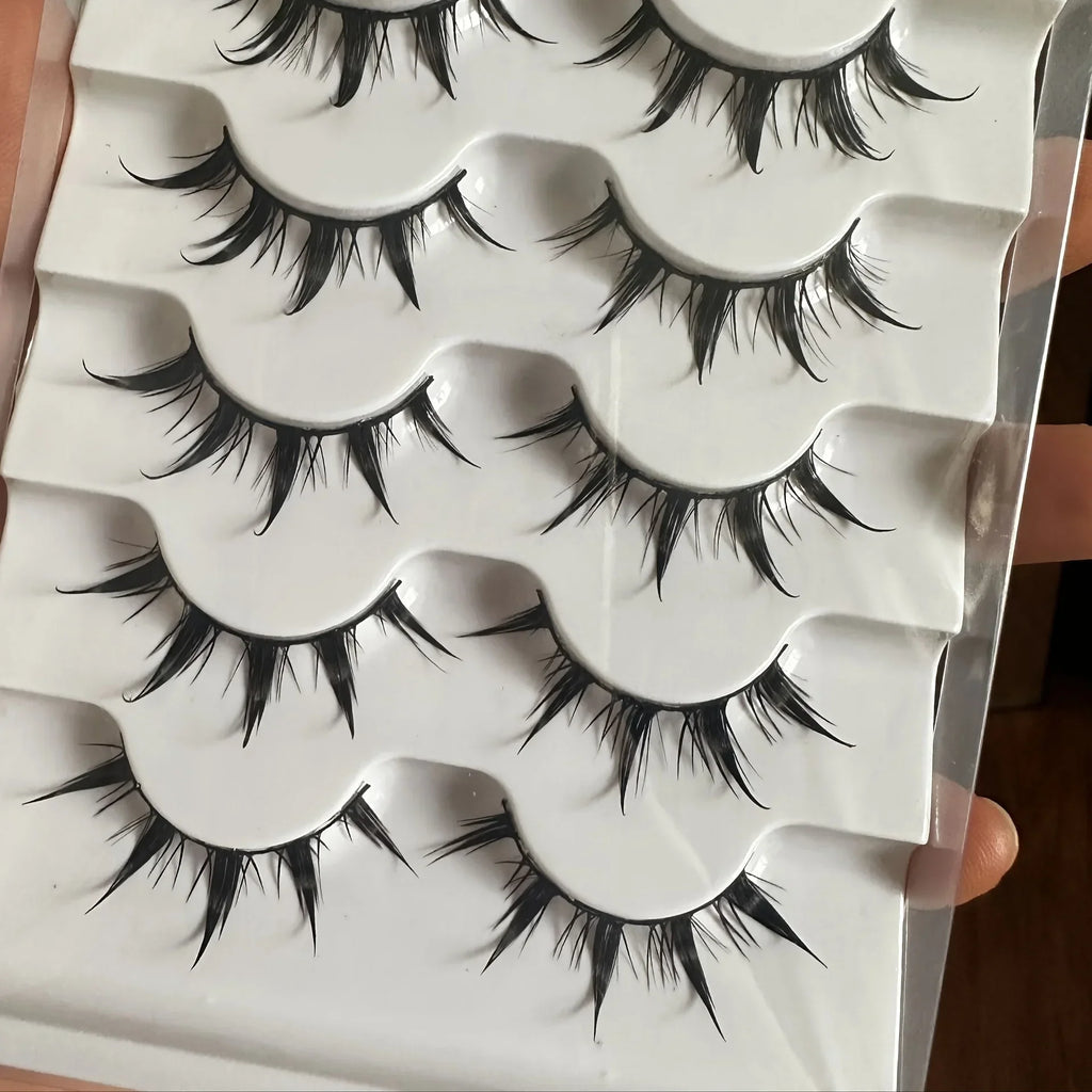 Anime-Inspired False Eyelashes | 5 Pairs Cartoon Eye Faux Lashes for Dramatic Demon Style