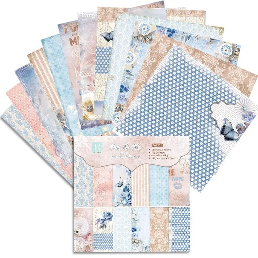 Flower 24 Sheets Craft Paper Pads | Cutting Dies Art Background for Origami Scrapbooking Card Making