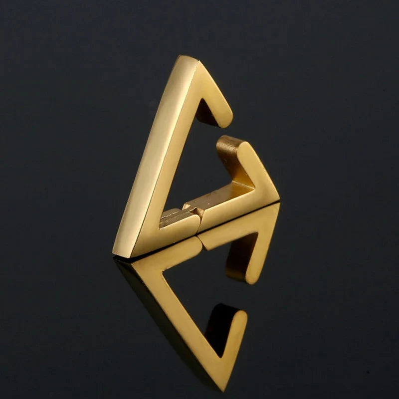 Stainless Steel Non-Piercing Triangle Earrings | Punk Hip Hop Ear Clip Set