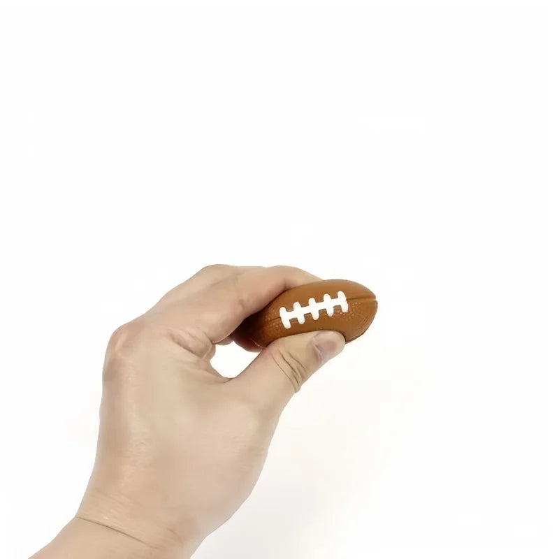 Mini PU Rugby Stress Balls | 6 Pack Squeeze Sports Toys for Anxiety Relief