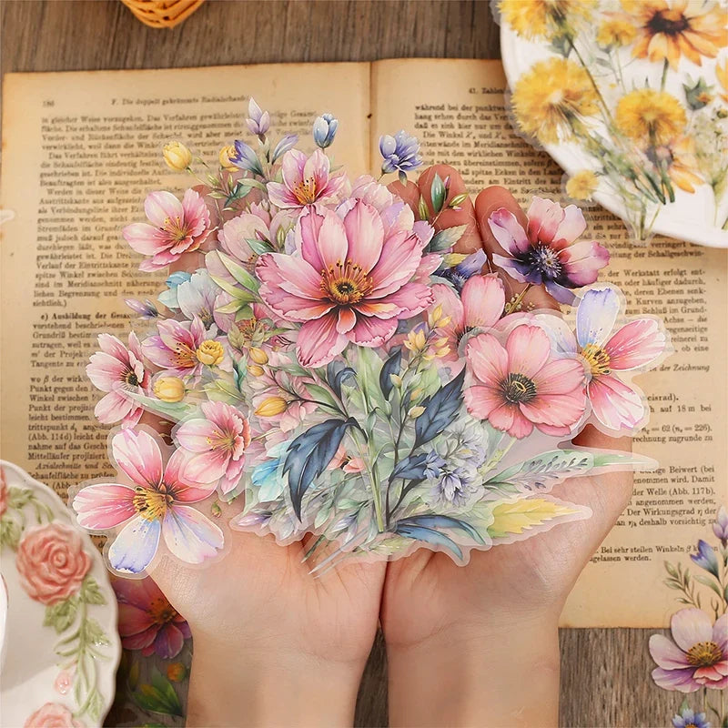 20pcs Floral Scent Vintage Flower Stickers | Creative DIY Journal Garden Label Pack