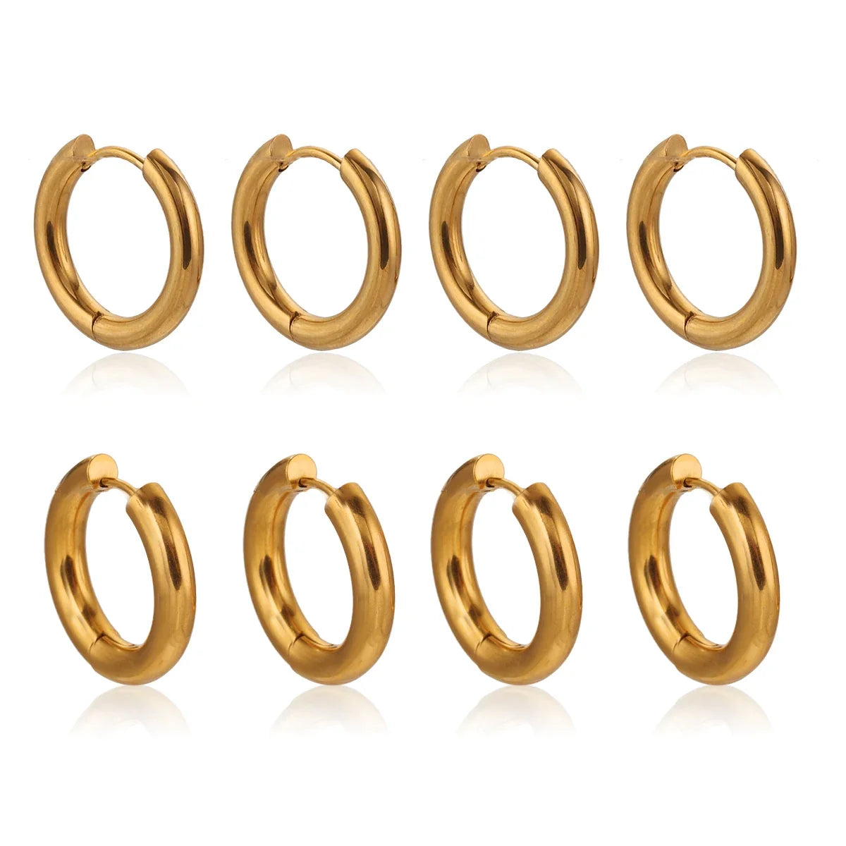 6pcs Stainless Steel 3mm 4mm Hoop Earrings | PVD Gold Plated Korean Round Earrings for Men Women