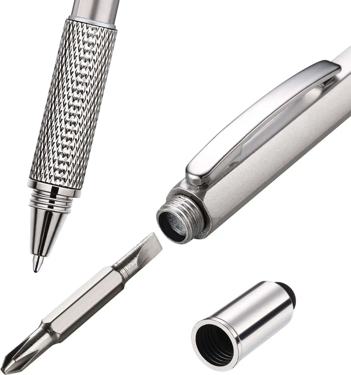 7 in 1 Multifunction Ballpoint Pen | EDC Hand Tool with Ruler Screwdriver Stylus Level