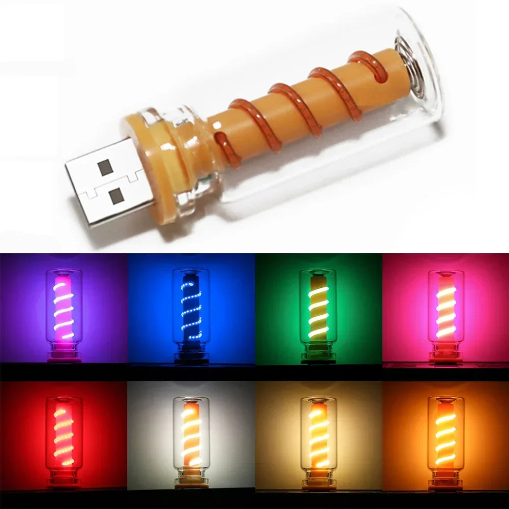 5V USB LED Spiral Filament Touch Dimming Bulb | Retro Night Light Atmosphere Lamp