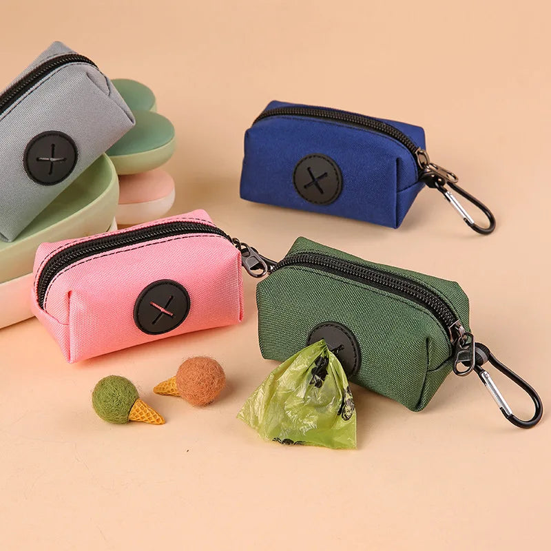 Canvas Dog Poop Bag Holder | Outdoor Pet Waste Bag Dispenser with Carabiner Clip