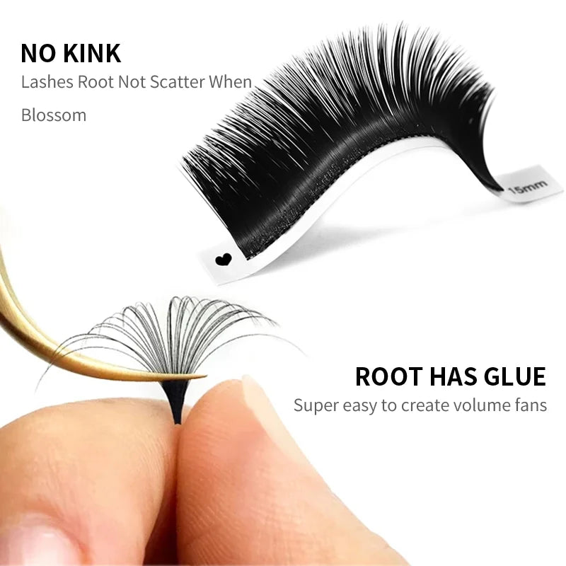 Self Blooming Eyelash Extensions | Easy Fanning Volume Lashes 0.03 0.05 0.07 C D Curl