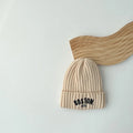 Boston Knitted Baby Hat with Letter Design | Winter Ear Protection Cap