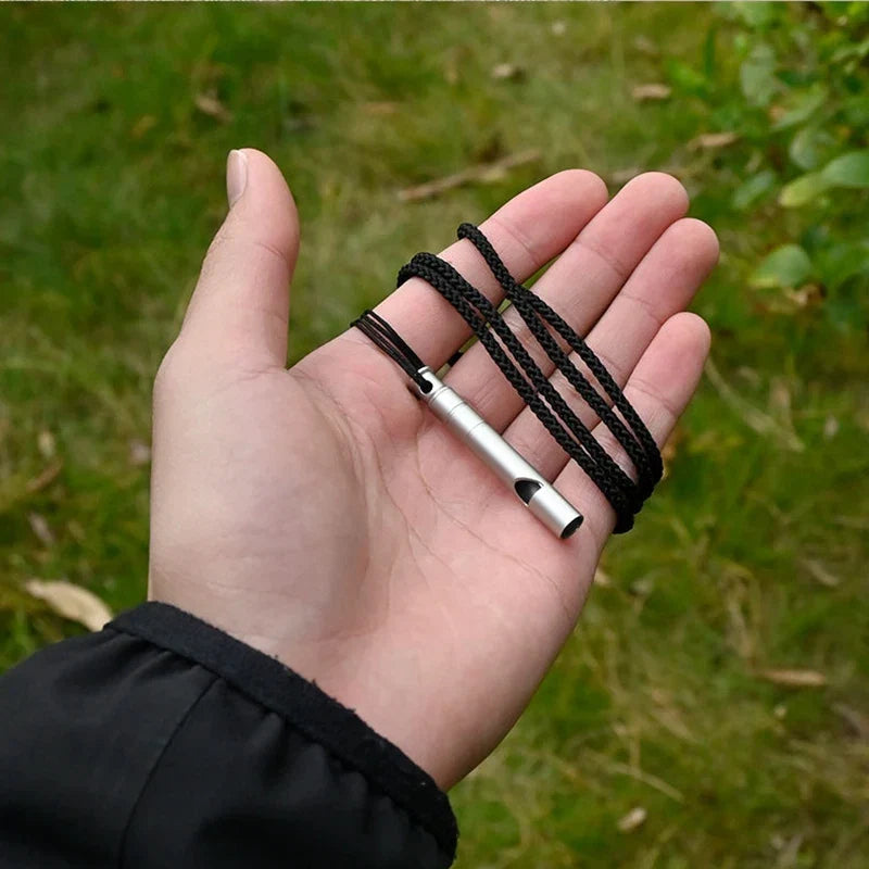 Ultralight Titanium Emergency Whistle with Cord | Outdoor Survival Safety Tool